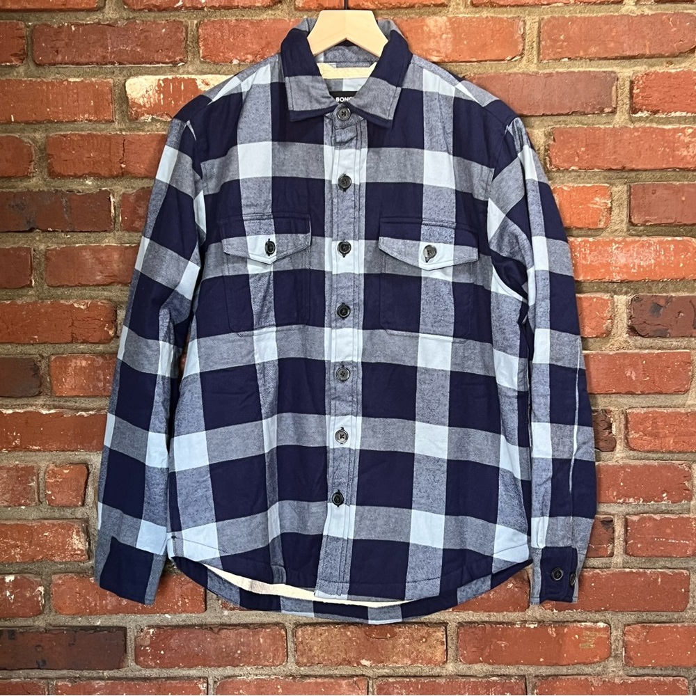 Bonobos men's‎ blue buffalo check Sherpa shacket long sleeve size medium NWT